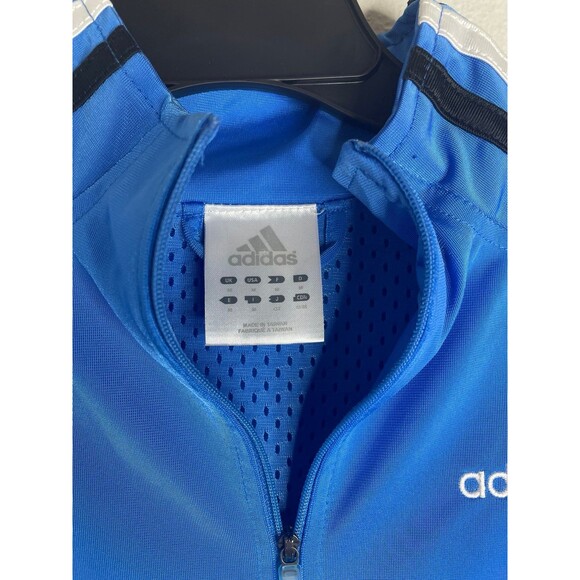 Adidas Women’s Track Jacket S – Y2K Retro Sporty 3 Stripe Blue Zip-Up Streetwear - Picture 2 of 6